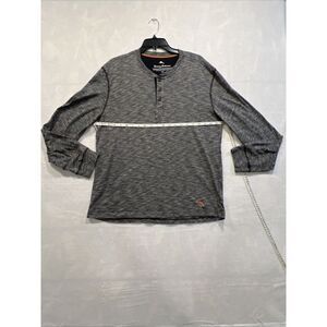 Tommy Bahama Shirt Mens Large Gray/Black Cotton Blend Long Sleeve‎ Henley
